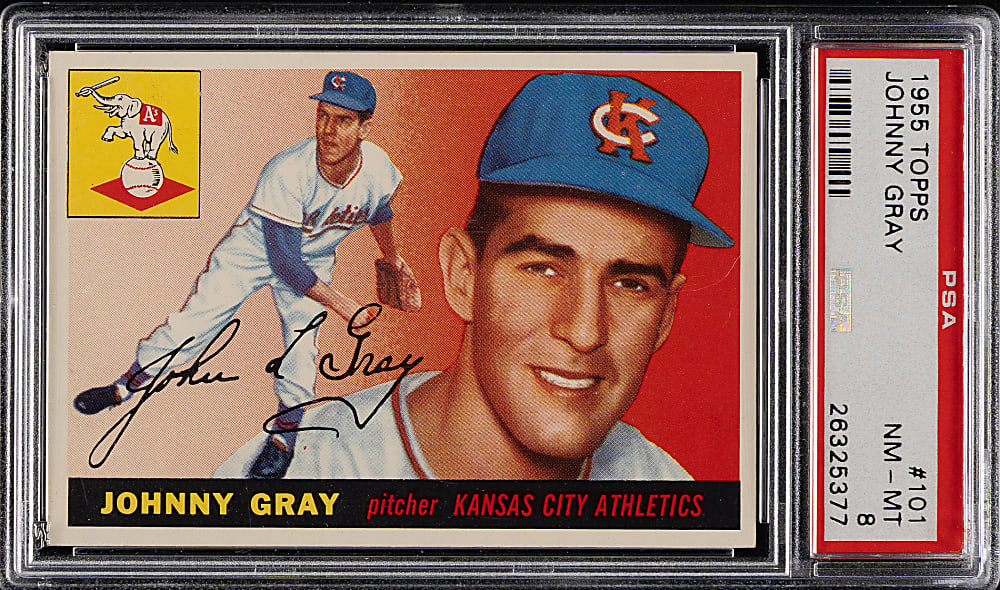 1955 Topps #101 Johnny Gray PSA NM-MT 8