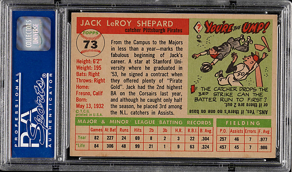 1955 Topps #73 Jack Shepard PSA NM-MT 8