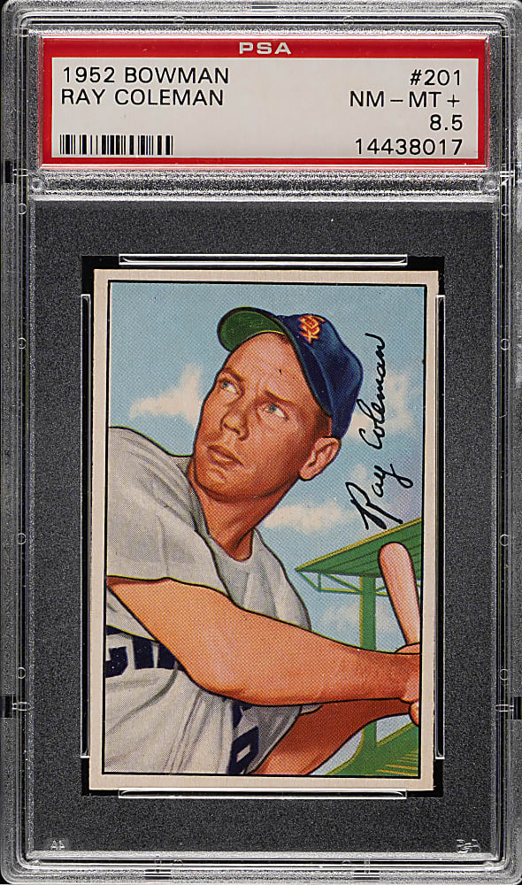 1952 Bowman #201 Ray Coleman PSA NM-MT+ 8.5