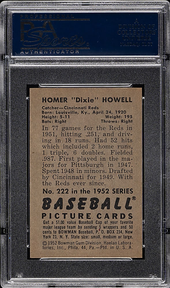 1952 Bowman #222 Dixie Howell PSA NM-MT+ 8.5