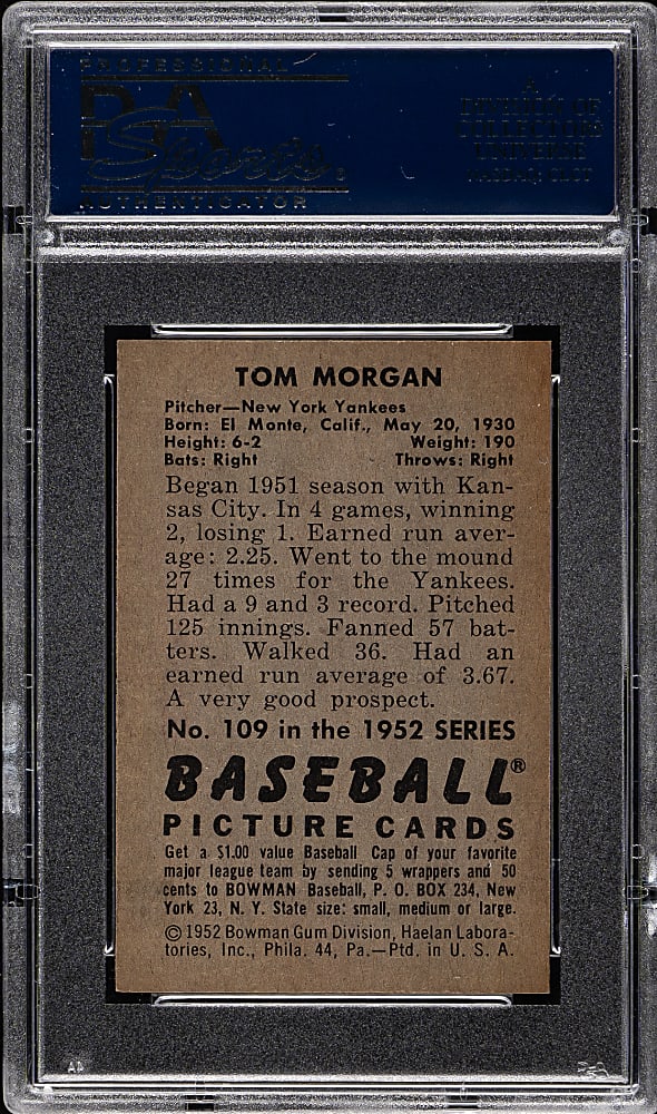 1952 Bowman #109 Tom Morgan PSA NM-MT 8