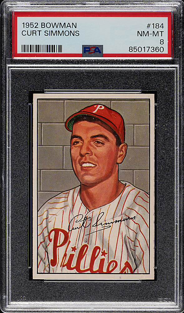 1952 Bowman #184 Curt Simmons PSA NM-MT 8