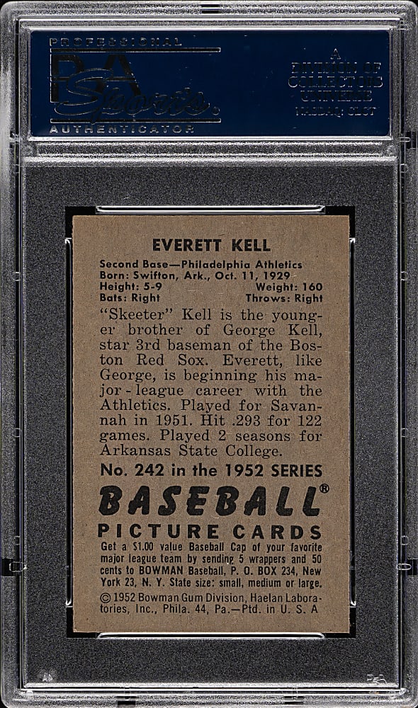 1952 Bowman #242 Everett Kell PSA NM-MT 8