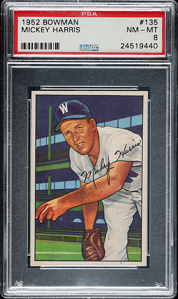 1952 Bowman #135 Mickey Harris PSA NM-MT 8
