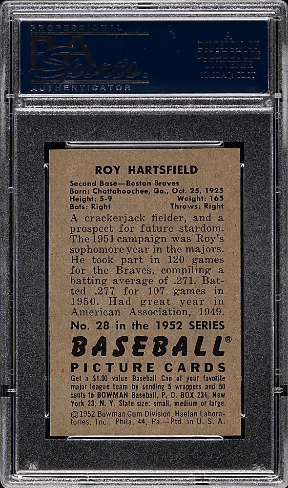 1952 Bowman #28 Roy Hartsfield PSA NM-MT 8