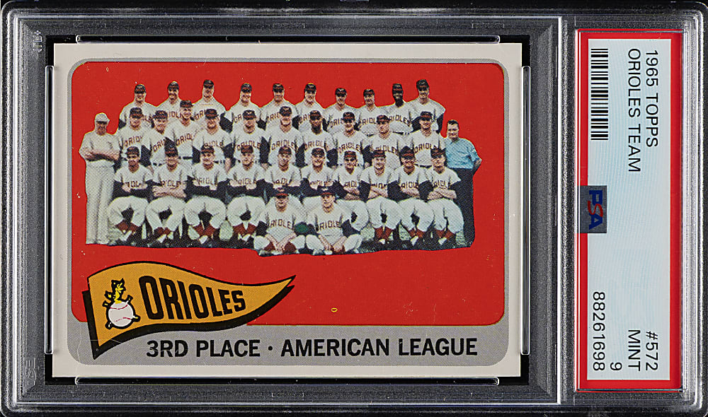 1965 Topps #572 Baltimore Orioles Team PSA MINT 9
