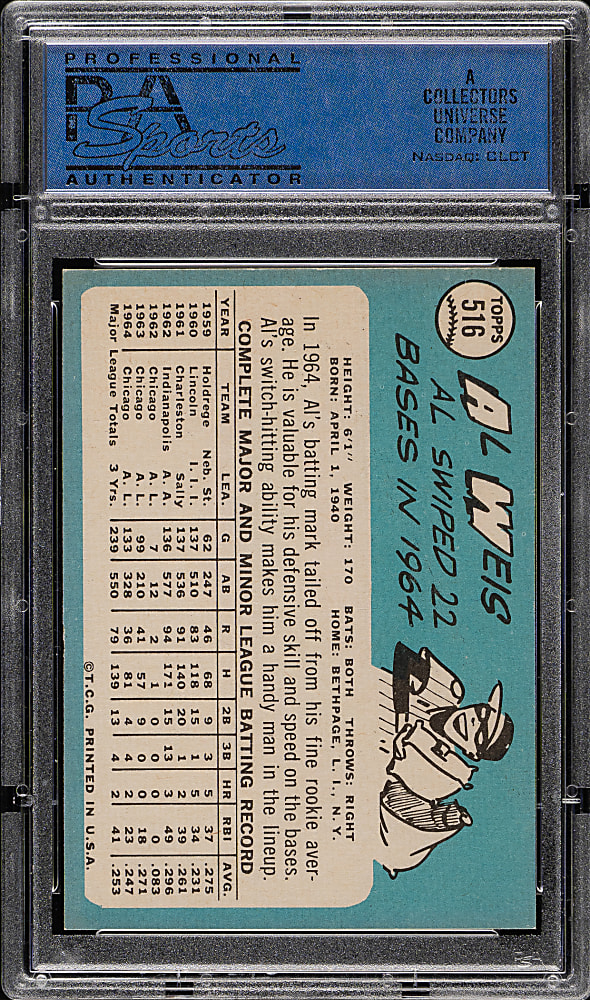 1965 Topps #516 Al Weis PSA MINT 9