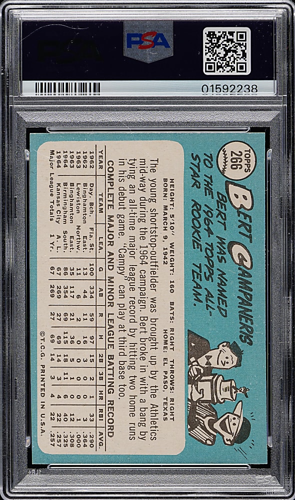 1965 Topps #266 Bert Campaneris All-Star PSA MINT 9