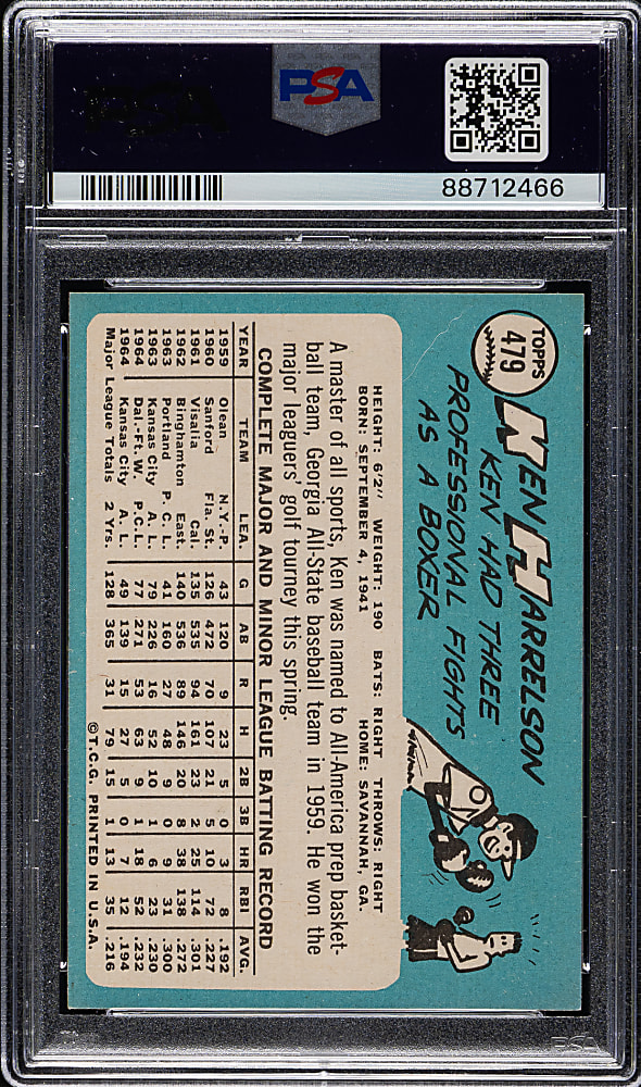 1965 Topps #479 Ken Harrelson PSA MINT 9