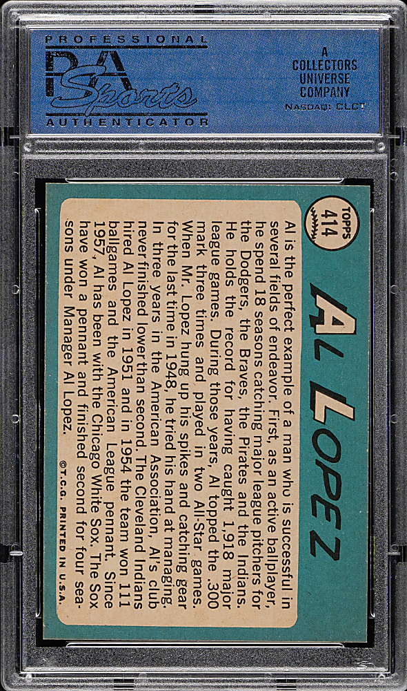 1965 Topps #414 Al Lopez PSA MINT 9