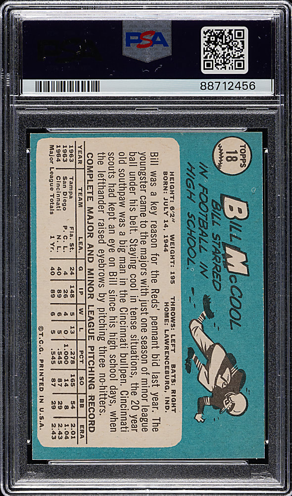 1965 Topps #18 Bill McCool PSA MINT 9