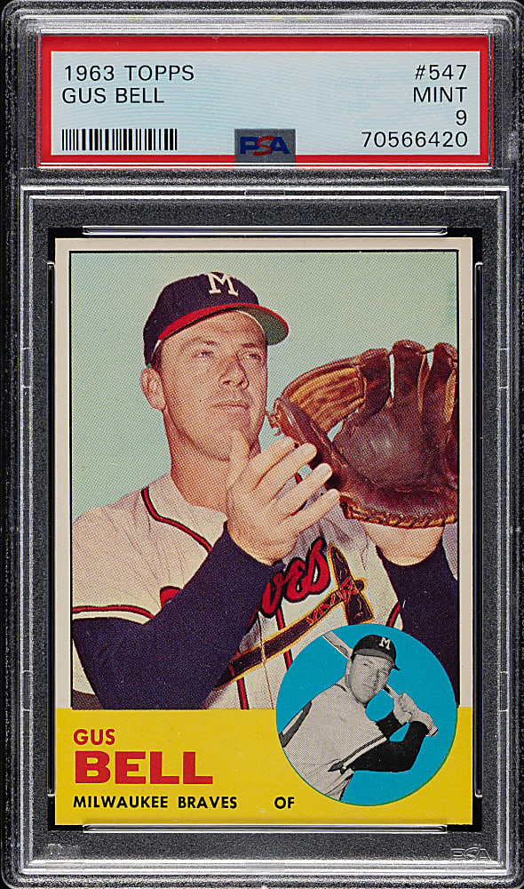 1963 Topps #547 Gus Bell PSA MINT 9