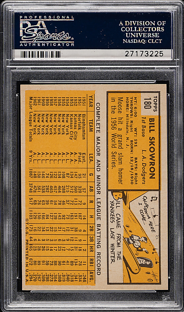 1963 Topps #180 Bill Skowron PSA NM-MT+ 8.5