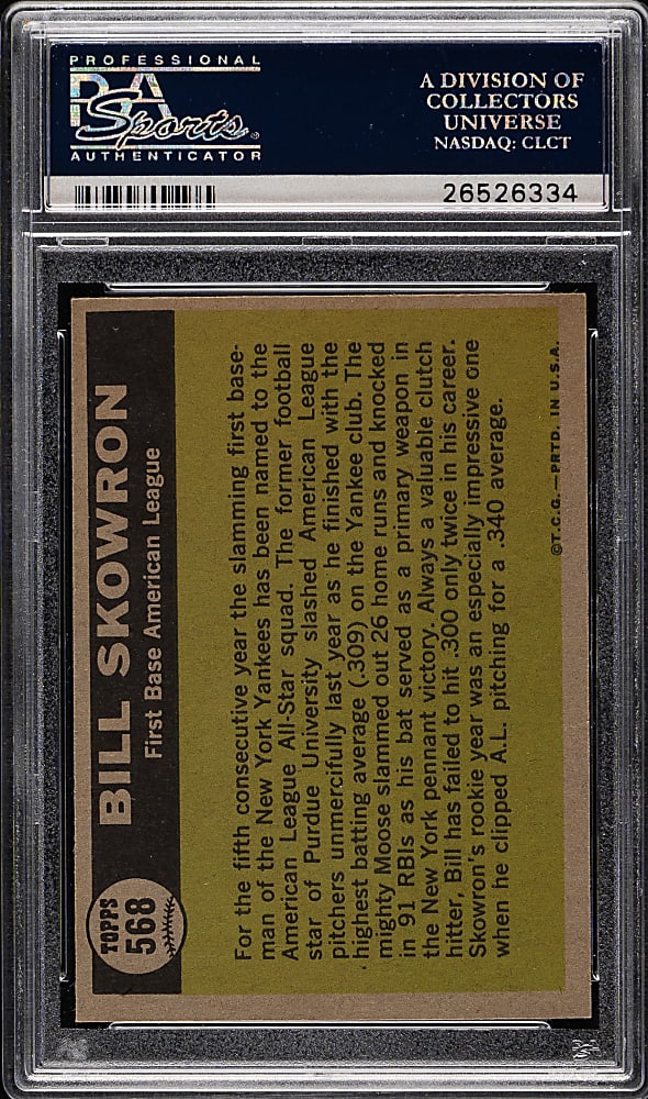 1961 Topps #568 Bill Skowron All-Star PSA NM-MT 8