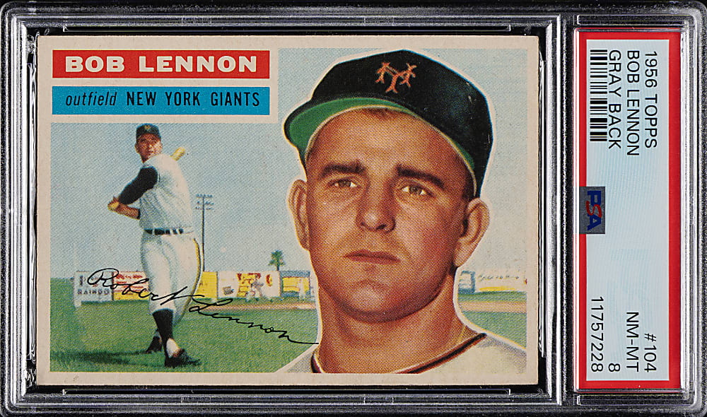 1956 Topps #104 Bob Lennon Gray Back PSA NM-MT 8