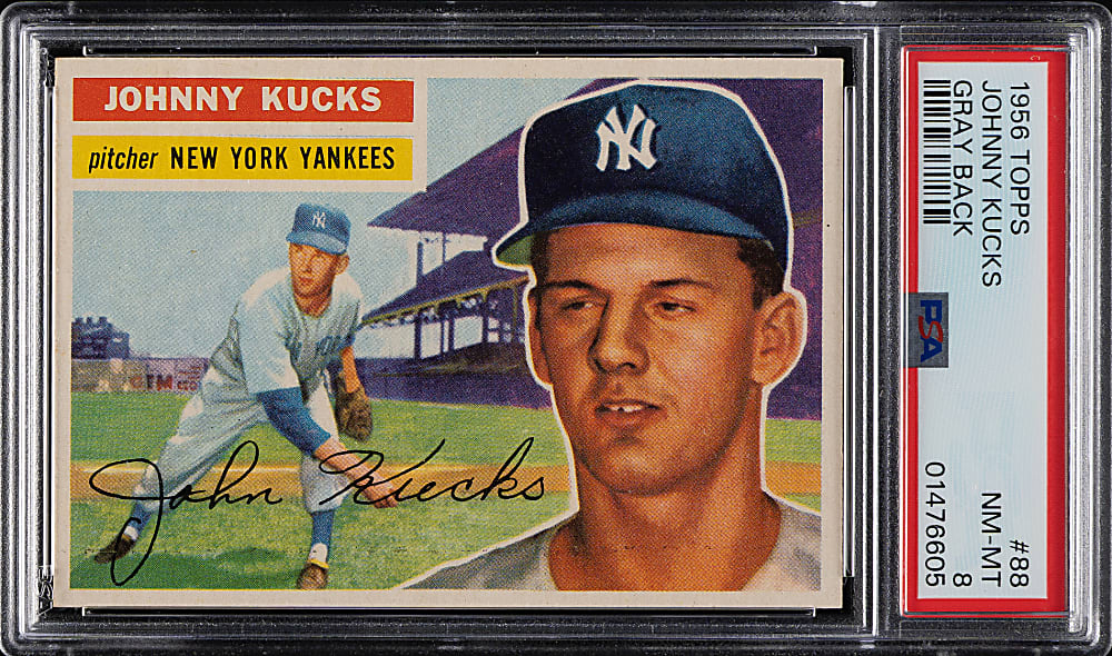 1956 Topps #88 Johnny Kucks Gray Back PSA NM-MT 8