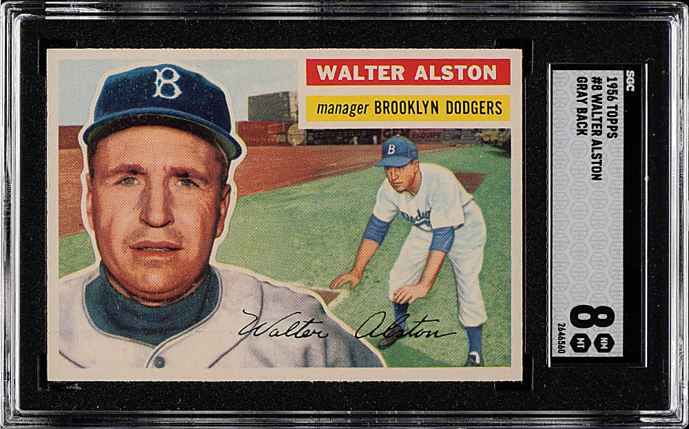1956 Topps #8 Walter Alston Gray Back SGC NM/MT 8