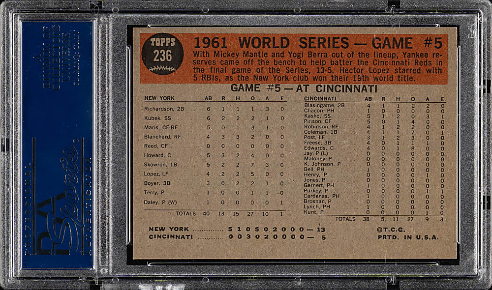1962 Topps #236 World Series Game 5 PSA NM-MT 8
