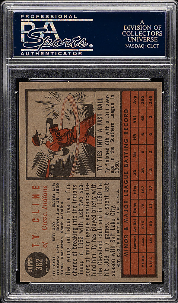 1962 Topps #362 Ty Cline PSA NM-MT 8