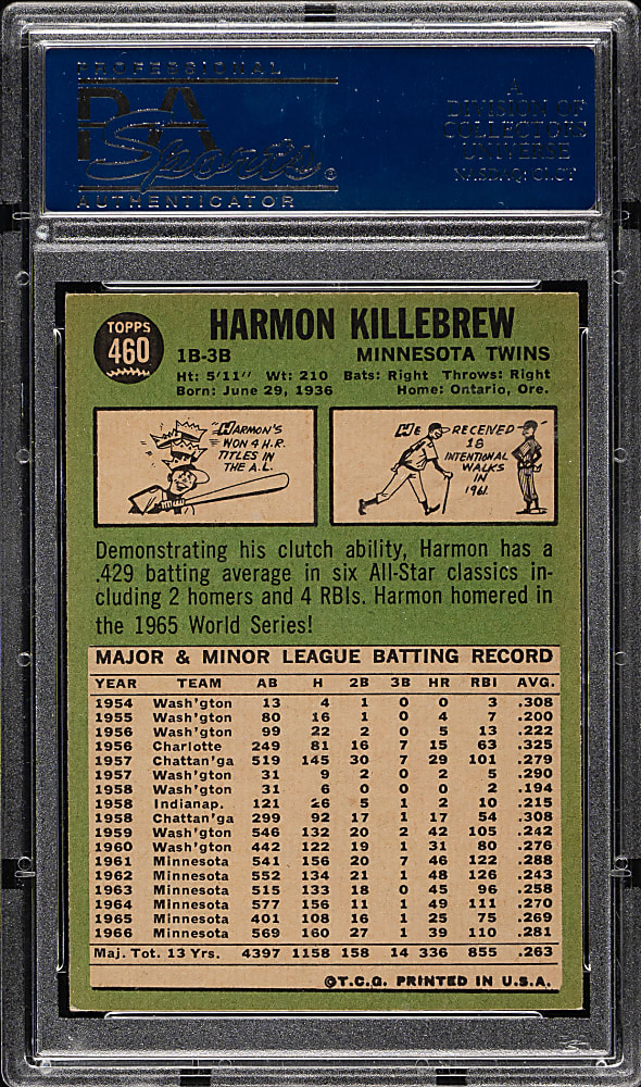1967 Topps #460 Harmon Killebrew PSA NM-MT 8