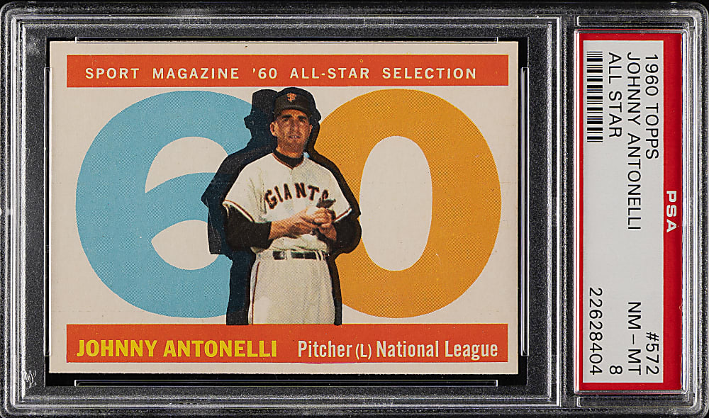 1960 Topps #572 Johnny Antonelli All-Star PSA NM-MT 8