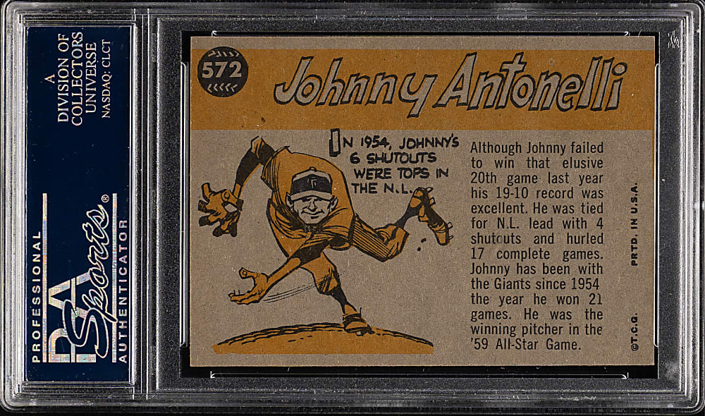 1960 Topps #572 Johnny Antonelli All-Star PSA NM-MT 8