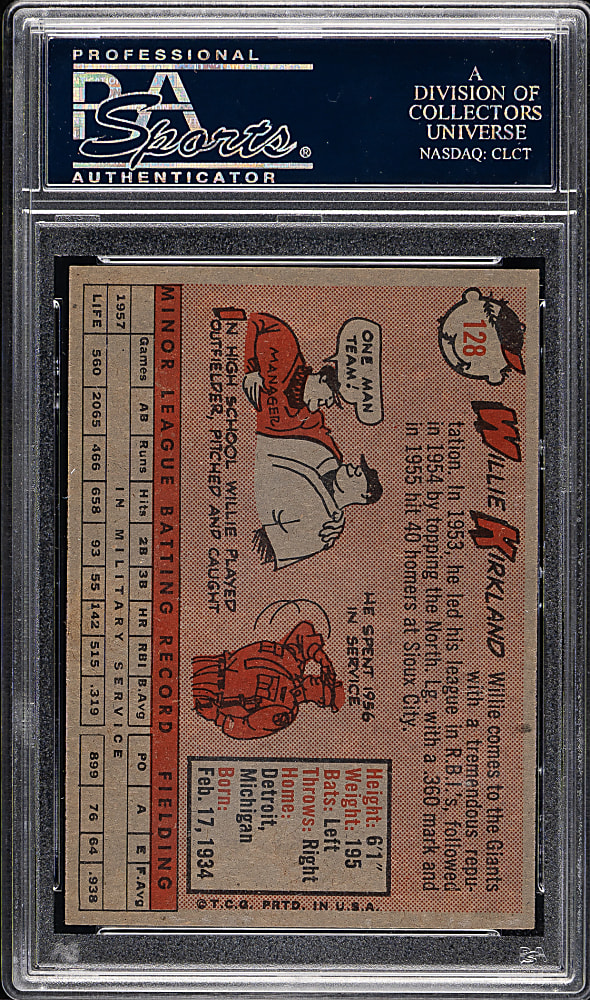 1958 Topps #128 Willie Kirkland PSA NM-MT+ 8.5