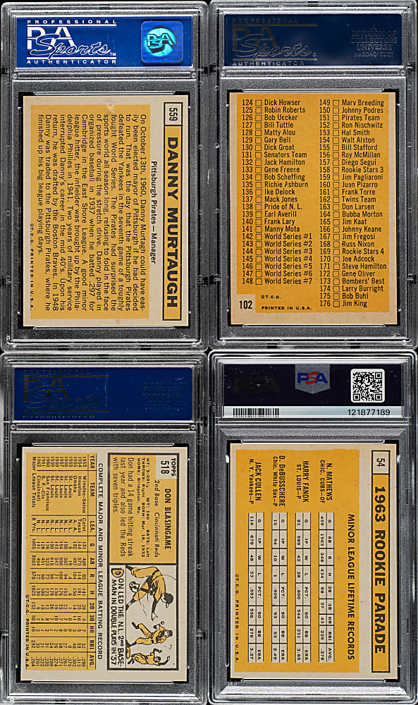 1963 Topps PSA NM-MT 8 and NM 7 Collection (4)