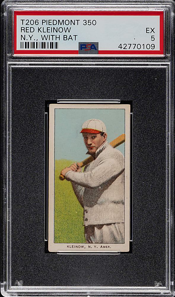 1909-1911 T206 White Border Red Kleinow New York with Bat PSA EX 5