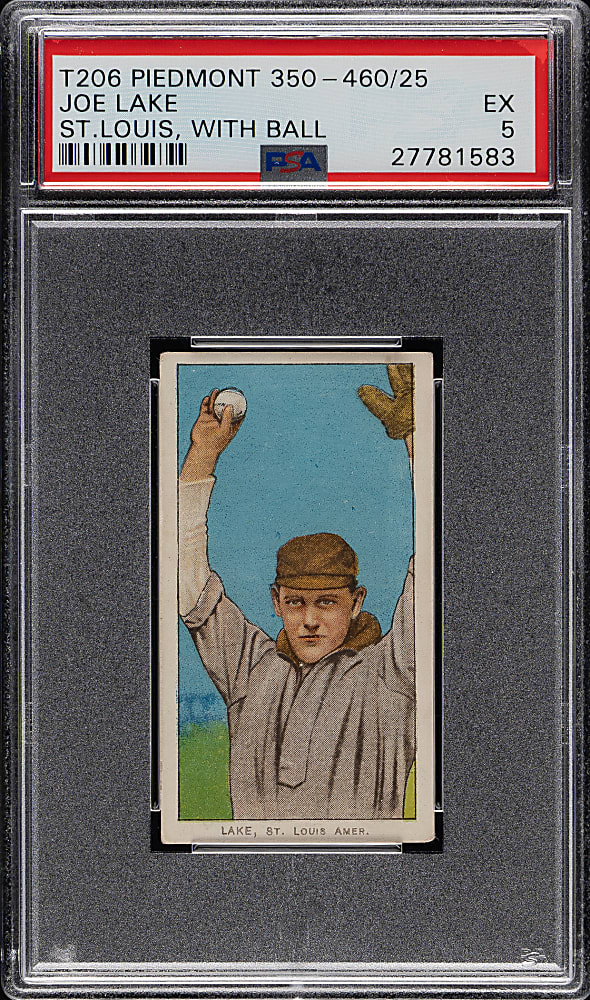 1909-1911 T206 White Border Joe Lake St. Louis Ball in Hand PSA EX 5