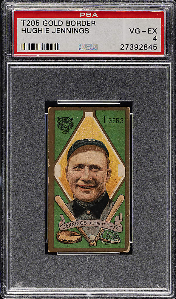 1911 T205 Gold Border Hughie Jennings PSA VG-EX 4 - Polar Bear Back