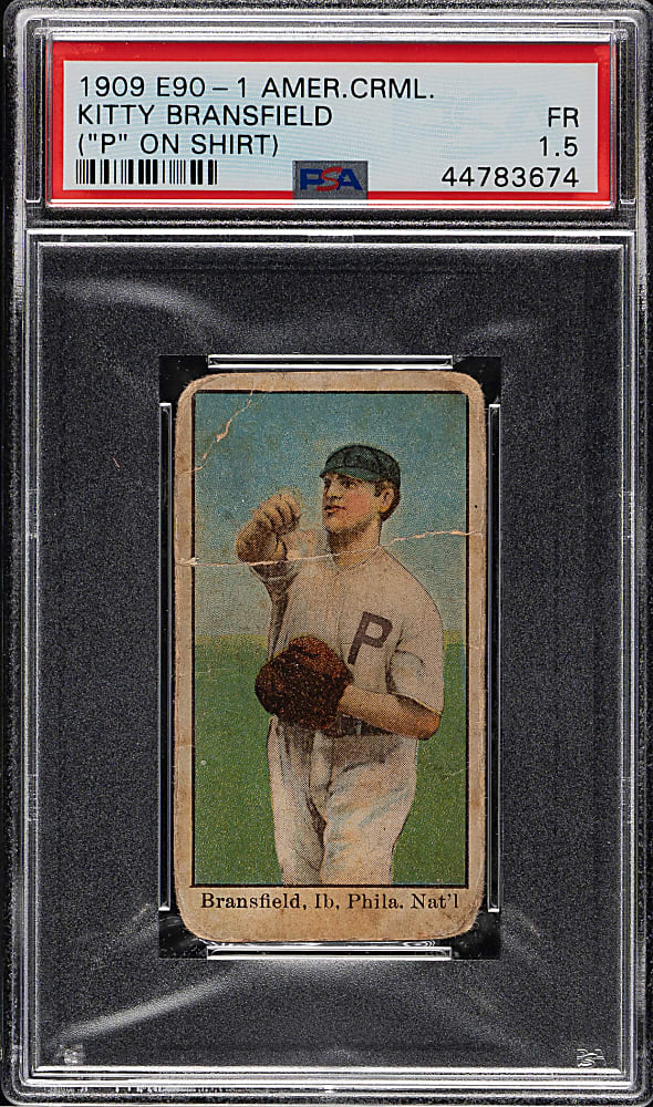1909-1911 E90-1 American Caramel Kitty Bransfield "P" on Shirt PSA FAIR 1.5