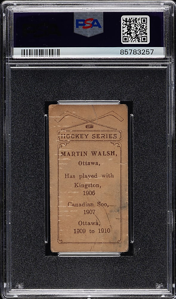 1910-1911 C56 Imperial Tobacco Hockey #7 Marty Walsh Rookie PSA POOR 1