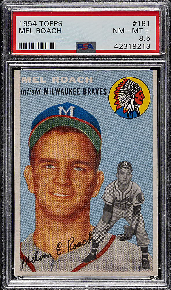 1954 Topps #181 Mel Roach PSA NM-MT+ 8.5