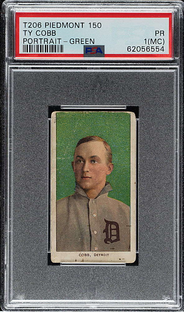 1909-1911 T206 White Border Ty Cobb Portrait Green Background PSA POOR 1 (MC)