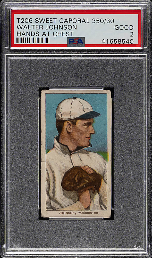 1909-1911 T206 White Border Walter Johnson Hands at Chest PSA GOOD 2