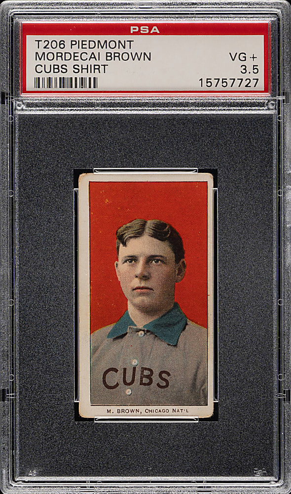 1909-1911 T206 White Border Mordecai Brown Portrait PSA VG+ 3.5
