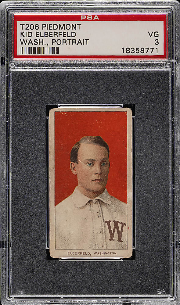 1909-1911 T206 White Border Kid Elberfeld Washington, Portrait PSA VG 3