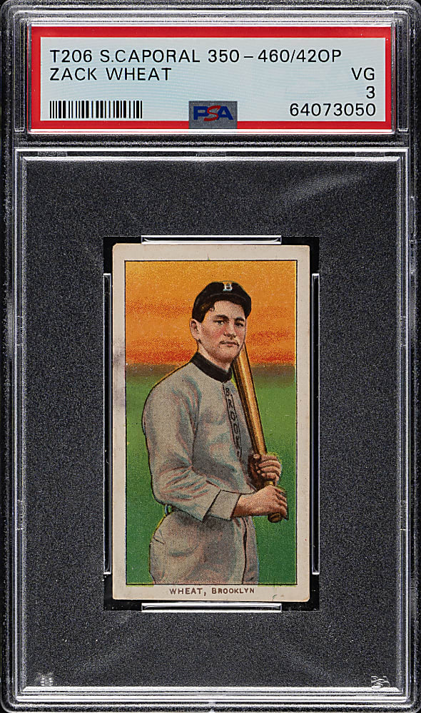 1909-1911 T206 White Border Zack Wheat Rookie PSA VG 3