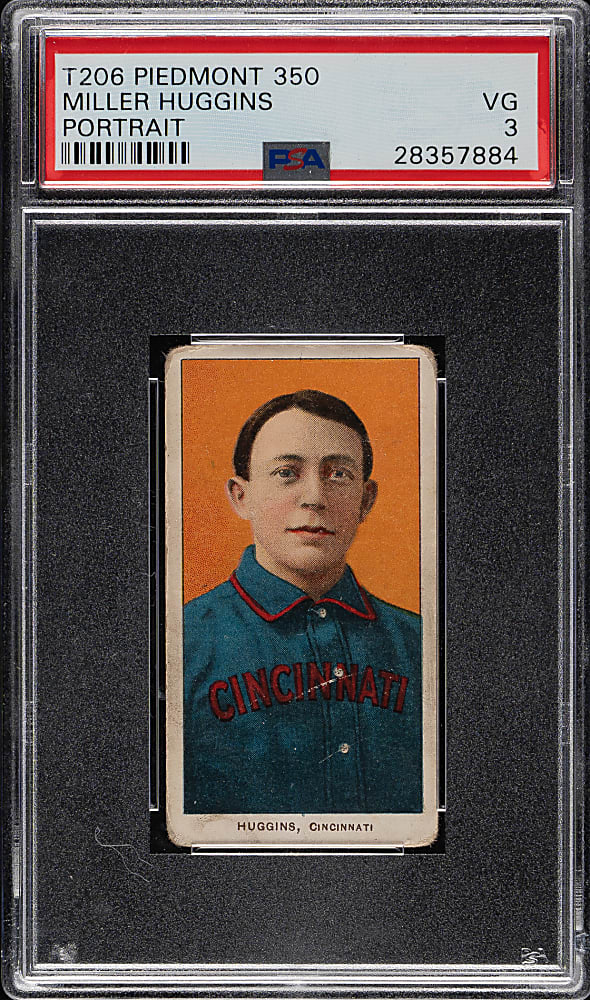 1909-1911 T206 White Border Miller Huggins Portrait PSA VG 3