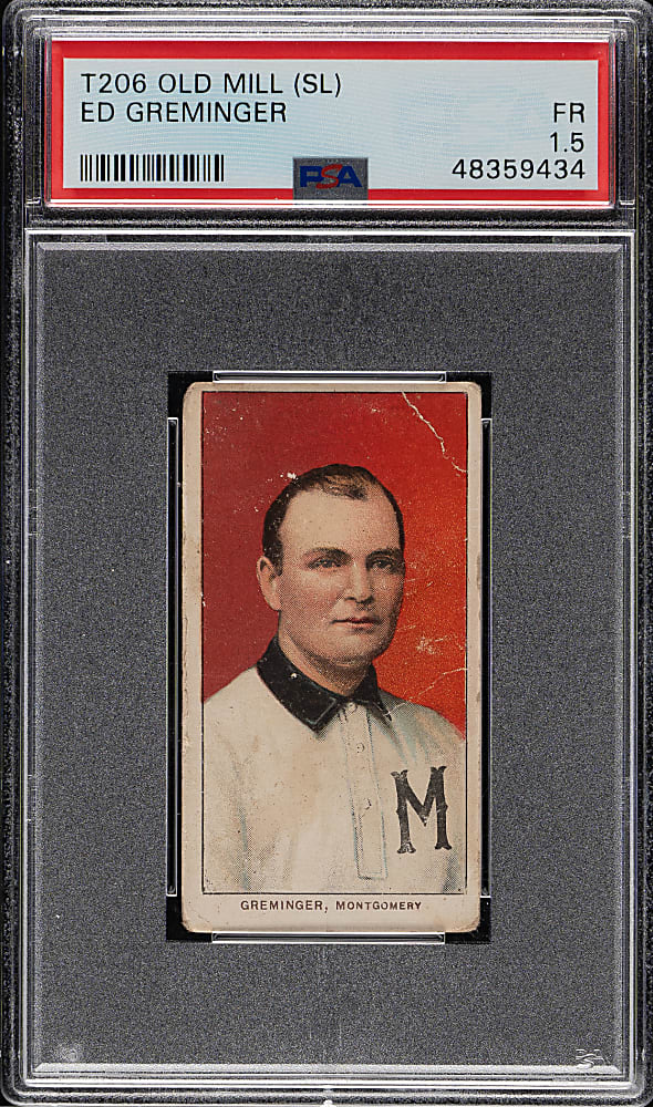 1909-1911 T206 White Border Ed Greminger Southern Leaguer PSA FAIR 1.5 - Old Mill Back
