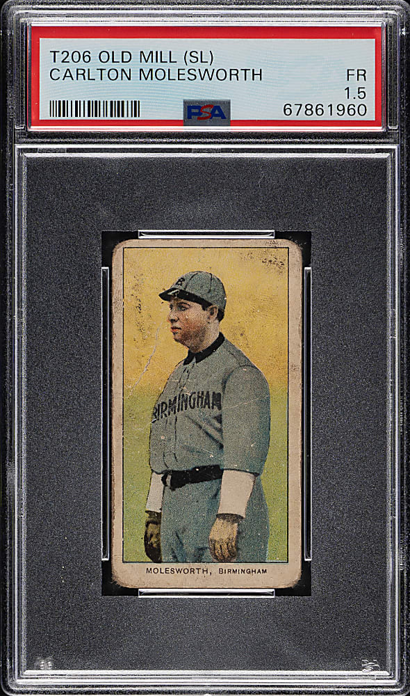 1909-1911 T206 White Border Carlton Molesworth Southern PSA FAIR 1.5 - Old Mill Back