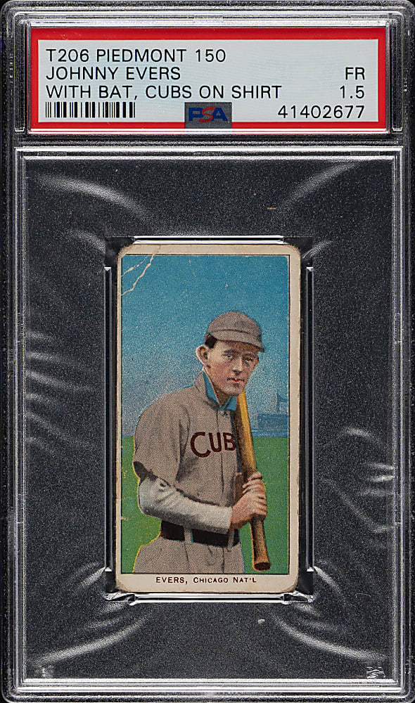 1909-1911 T206 White Border Johnny Evers with Bat, Cubs on Shirt PSA FAIR 1.5