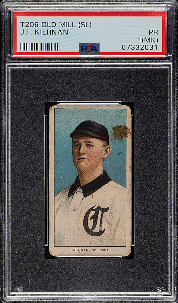 1909-1911 T206 White Border J. F. Kiernan Southern Leaguer PSA POOR 1 (MK) - Old Mill Back