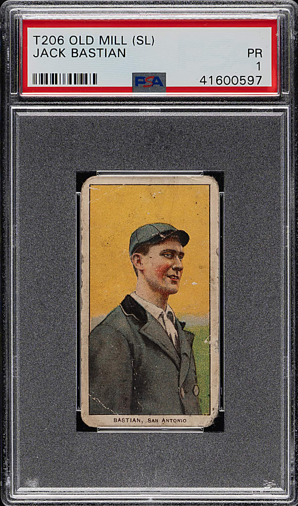 1909-1911 T206 White Border Jack Bastian Southern Leaguer PSA POOR 1 - Old Mill Back
