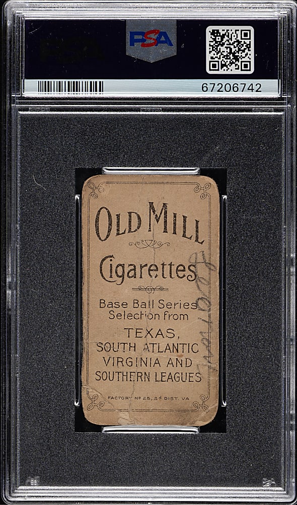 1909-1911 T206 White Border Bill Cranston Southern Leaguer PSA POOR 1 (MK) - Old Mill Back