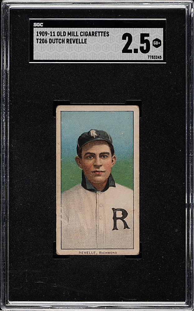 1909-1911 T206 White Border Dutch Revelle Southern Leaguer SGC GOOD+ 2.5 - Old Mill Back