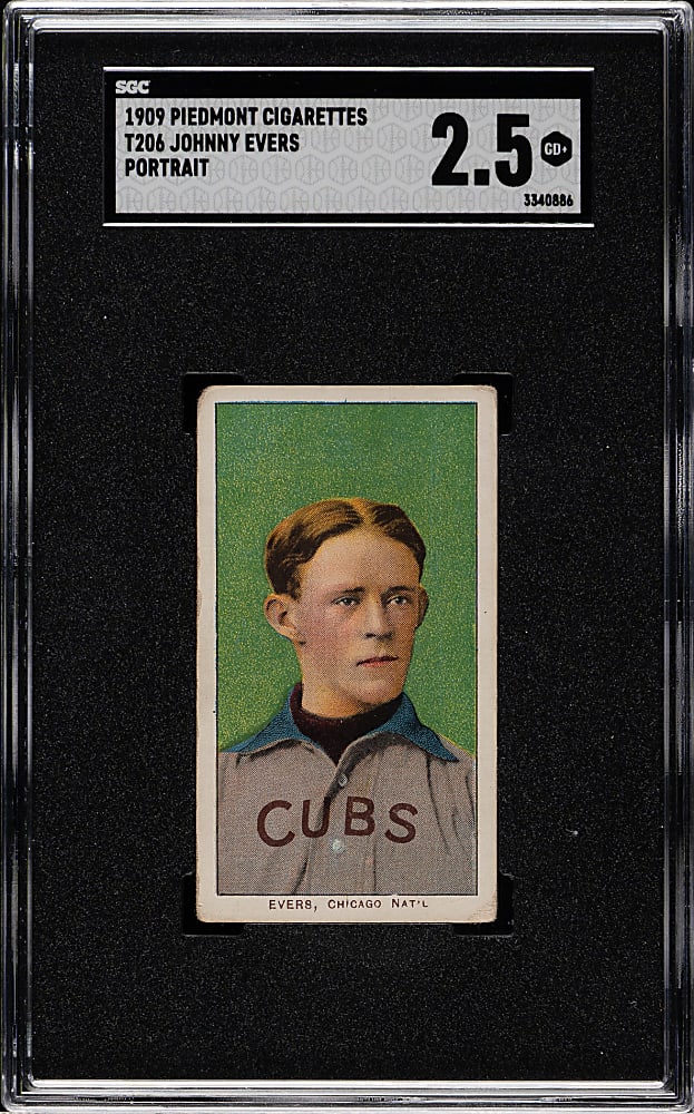 1909-1911 T206 White Border Johnny Evers Portrait SGC GOOD+ 2.5