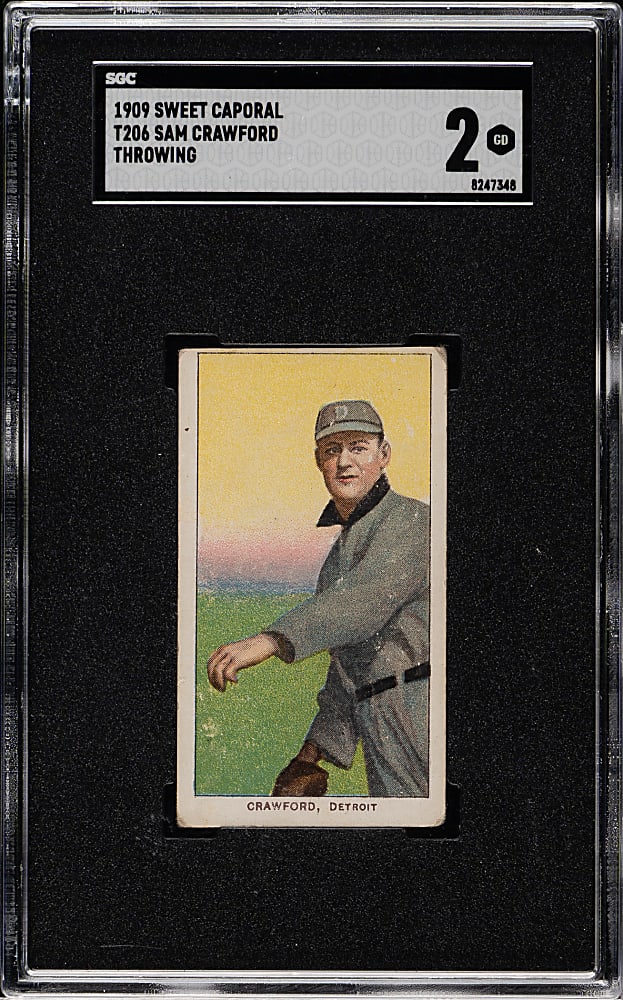 1909-1911 T206 White Border Sam Crawford Throwing SGC GOOD 2