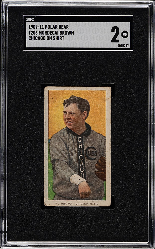 1909-1911 T206 White Border Mordecai Brown Chicago on Shirt SGC GOOD 2 - Polar Bear Back